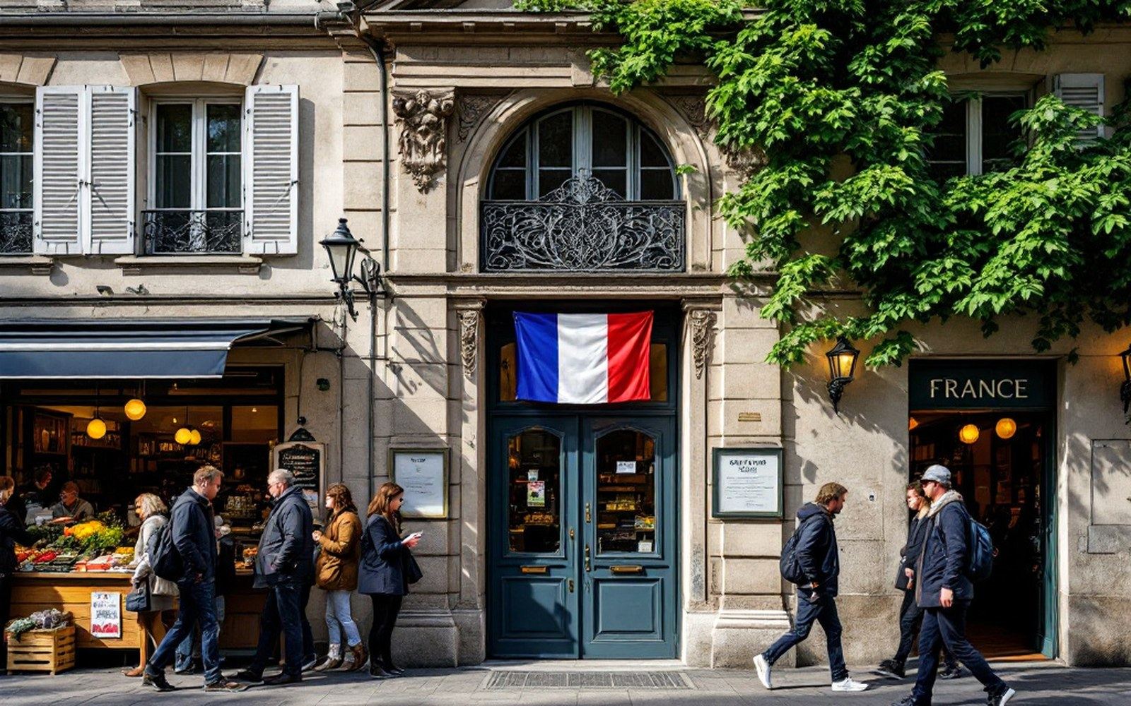 A regional prefecture building with the tricolore over the door